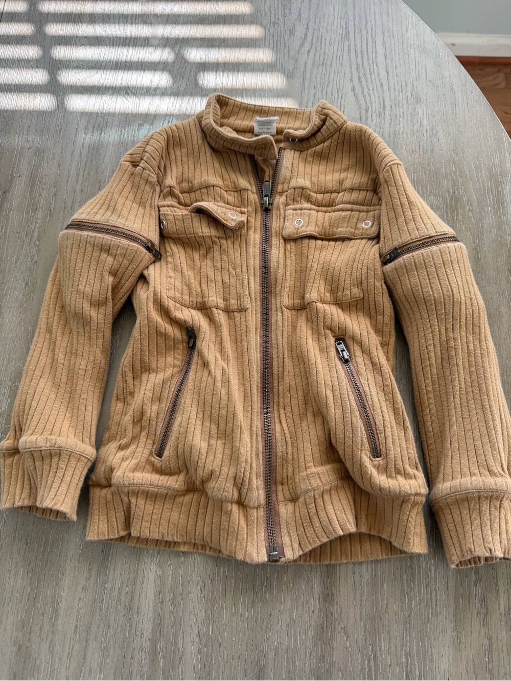 Katie Quinn 4T Boys Ribbed Zip-Front Jacket in Camel